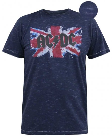 D555 DENNIS Official AC/DC Printed Crew Neck T-Shirt Navy Reno - Tricouri - Tricouri Bărbați Mărimi Mari