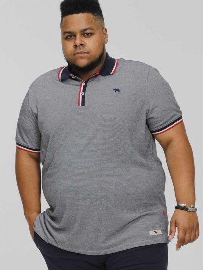 D555 BAYTON 2 Fine Stripe Jersey Polo Grey - Tricouri polo - Tricouri Polo Bărbați Mărimi Mari