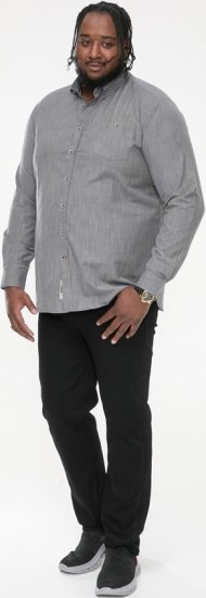 D555 RADCLIFFE Cross Hatch Soft Touch Slub Long Sleeve Shirt With Chest Patch Pocket Charcoal - Cămăși - Cămăși Bărbați Mărimi Mari