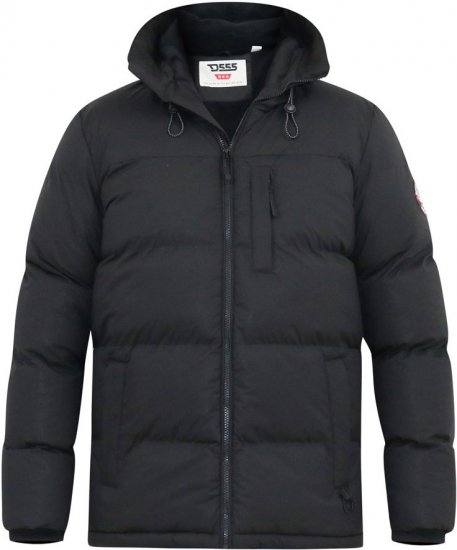 D555 DOMENIC Quilted Puffer Jacket With Half Micro Fleece Lining And Hood Black - Geci - Geci Bărbați Mărimi Mari