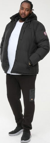 D555 DOMENIC Quilted Puffer Jacket With Half Micro Fleece Lining And Hood Black - Geci - Geci Bărbați Mărimi Mari