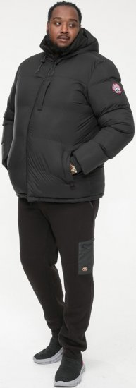 D555 DOMENIC Quilted Puffer Jacket With Half Micro Fleece Lining And Hood Black - Geci - Geci Bărbați Mărimi Mari