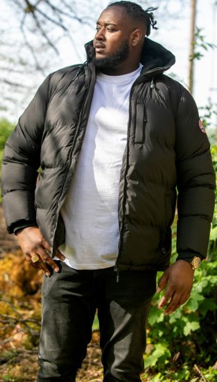 D555 DOMENIC Quilted Puffer Jacket With Half Micro Fleece Lining And Hood Black - Geci - Geci Bărbați Mărimi Mari