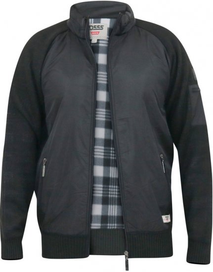 D555 MARSDEN Hybrid Knitted Jacket With Bonded Fleece Lining Black - Geci - Geci Bărbați Mărimi Mari