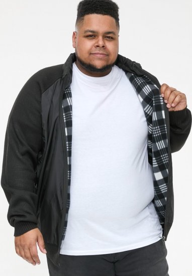 D555 MARSDEN Hybrid Knitted Jacket With Bonded Fleece Lining Black - Geci - Geci Bărbați Mărimi Mari