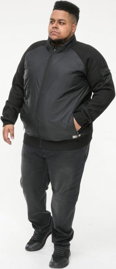 D555 MARSDEN Hybrid Knitted Jacket With Bonded Fleece Lining Black - Geci - Geci Bărbați Mărimi Mari