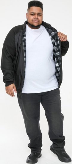 D555 MARSDEN Hybrid Knitted Jacket With Bonded Fleece Lining Black - Geci - Geci Bărbați Mărimi Mari