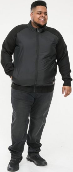 D555 MARSDEN Hybrid Knitted Jacket With Bonded Fleece Lining Black - Geci - Geci Bărbați Mărimi Mari