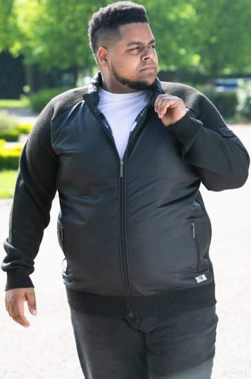 D555 MARSDEN Hybrid Knitted Jacket With Bonded Fleece Lining Black - Geci - Geci Bărbați Mărimi Mari