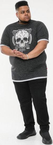D555 DARREN Skull Printed T-Shirt With Double Layer On Hem & Cuff Black Reno - Tricouri - Tricouri Bărbați Mărimi Mari