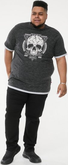 D555 DARREN Skull Printed T-Shirt With Double Layer On Hem & Cuff Black Reno - Tricouri - Tricouri Bărbați Mărimi Mari