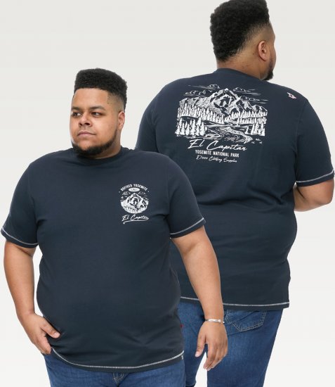 D555 GRAHAM YOSEMITE Chest And Back Printed Crew Neck T-Shirt Navy - Tricouri - Tricouri Bărbați Mărimi Mari