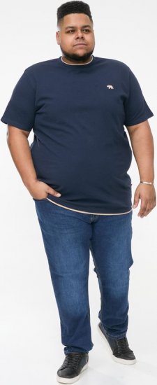 D555 SANDFORD Double Layer On Neck Ribs And Hem Waffle Textured T-Shirt Navy - Tricouri - Tricouri Bărbați Mărimi Mari