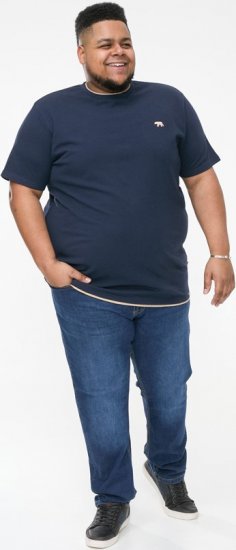D555 SANDFORD Double Layer On Neck Ribs And Hem Waffle Textured T-Shirt Navy - Tricouri - Tricouri Bărbați Mărimi Mari