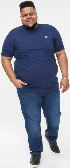 D555 ORSTON Reno Fabric Crew Neck T-Shirt With Chest Embroidery Blue Reno - Tricouri - Tricouri Bărbați Mărimi Mari