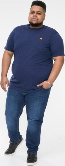D555 ORSTON Reno Fabric Crew Neck T-Shirt With Chest Embroidery Blue Reno - Tricouri - Tricouri Bărbați Mărimi Mari