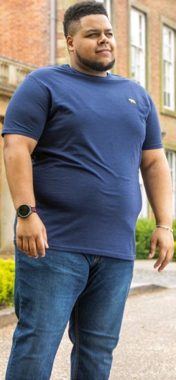 D555 ORSTON Reno Fabric Crew Neck T-Shirt With Chest Embroidery Blue Reno - Tricouri - Tricouri Bărbați Mărimi Mari