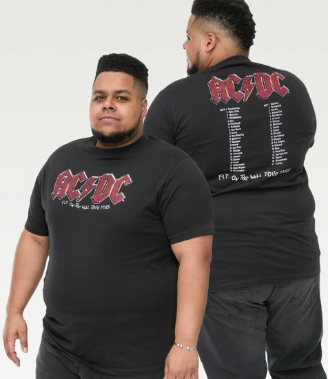 D555 JAILBREAK Official Ac/Dc Printed T-Shirt With Front And Back Print - Black - Tricouri - Tricouri Bărbați Mărimi Mari