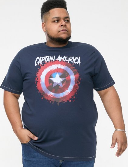 D555 ROGERS Official Captain America Printed T-Shirt Dark Navy - Tricouri - Tricouri Bărbați Mărimi Mari