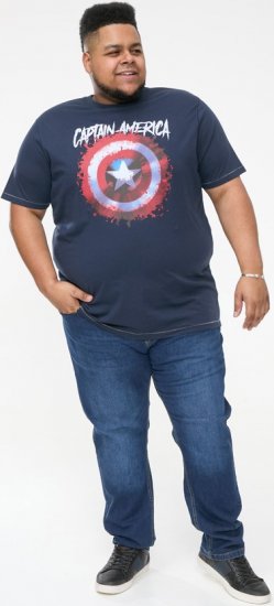 D555 ROGERS Official Captain America Printed T-Shirt Dark Navy - Tricouri - Tricouri Bărbați Mărimi Mari