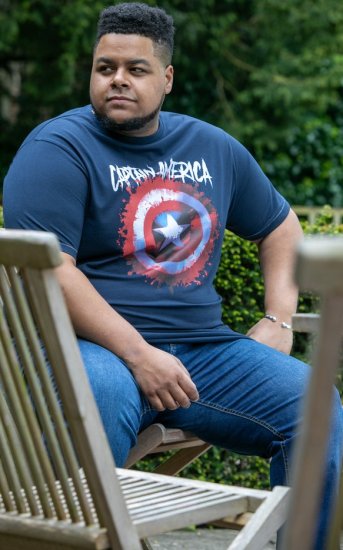 D555 ROGERS Official Captain America Printed T-Shirt Dark Navy - Tricouri - Tricouri Bărbați Mărimi Mari