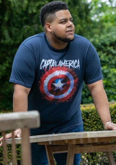 D555 ROGERS Official Captain America Printed T-Shirt Dark Navy - Tricouri - Tricouri Bărbați Mărimi Mari