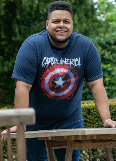 D555 ROGERS Official Captain America Printed T-Shirt Dark Navy - Tricouri - Tricouri Bărbați Mărimi Mari
