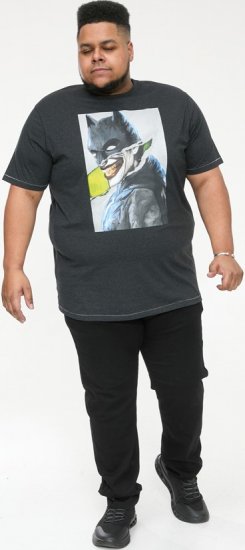 D555 MARTIN Official Batman Printed T-Shirt Washed Black - Tricouri - Tricouri Bărbați Mărimi Mari