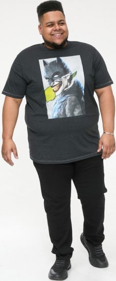D555 MARTIN Official Batman Printed T-Shirt Washed Black - Tricouri - Tricouri Bărbați Mărimi Mari