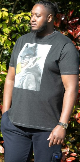 D555 MARTIN Official Batman Printed T-Shirt Washed Black - Tricouri - Tricouri Bărbați Mărimi Mari