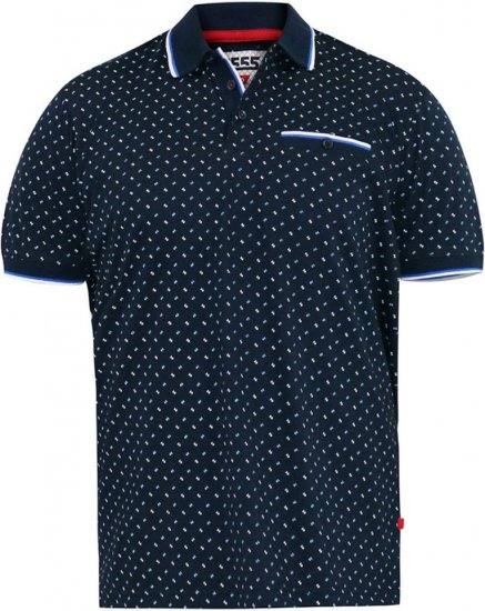D555 OAKLEY AOP Jersey Polo With Jacquard Collar, Ribs And Chest Pocket Navy - Tricouri polo - Tricouri Polo Bărbați Mărimi Mari