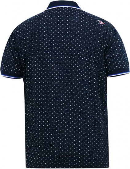 D555 OAKLEY AOP Jersey Polo With Jacquard Collar, Ribs And Chest Pocket Navy - Tricouri polo - Tricouri Polo Bărbați Mărimi Mari