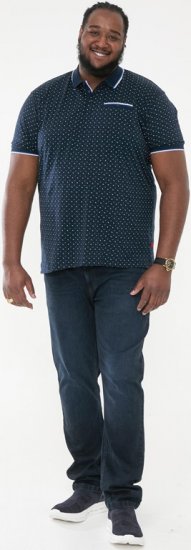 D555 OAKLEY AOP Jersey Polo With Jacquard Collar, Ribs And Chest Pocket Navy - Tricouri polo - Tricouri Polo Bărbați Mărimi Mari