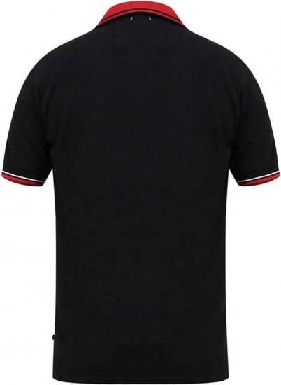 D555 CHESTER Pique Polo With Red Collar With Tipping Detail And Chest Embroidery Black - Tricouri polo - Tricouri Polo Bărbați Mărimi Mari