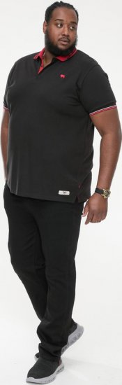 D555 CHESTER Pique Polo With Red Collar With Tipping Detail And Chest Embroidery Black - Tricouri polo - Tricouri Polo Bărbați Mărimi Mari