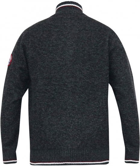 D555 ABERDARE Knitted Zip Through Sweater With Bonded Check Lining Charcoal Marl - Pulovere & hanorace - Pulovere & Hanorace Bărbați Mărimi Mari