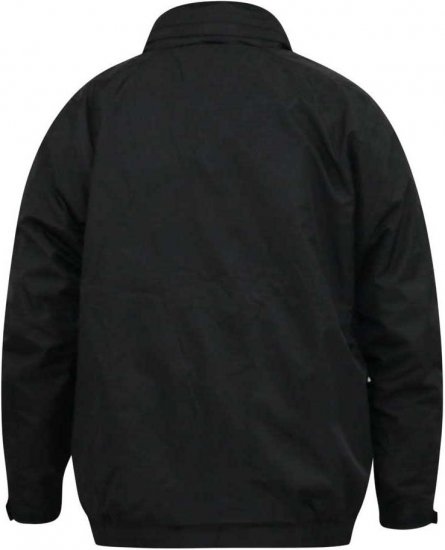 D555 Rudy Showerproof Fleece Lined Jacket With Packaway Hood - Black - Geci - Geci Bărbați Mărimi Mari