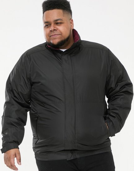 D555 Rudy Showerproof Fleece Lined Jacket With Packaway Hood - Black - Geci - Geci Bărbați Mărimi Mari
