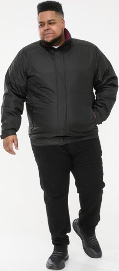 D555 Rudy Showerproof Fleece Lined Jacket With Packaway Hood - Black - Geci - Geci Bărbați Mărimi Mari