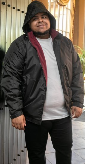 D555 Rudy Showerproof Fleece Lined Jacket With Packaway Hood - Black - Geci - Geci Bărbați Mărimi Mari