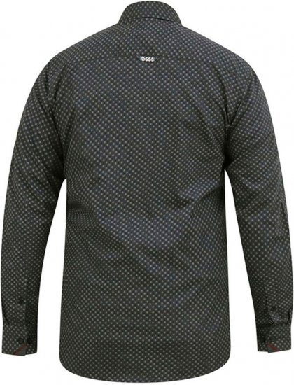 D555 KEATON Micro AOP Long Sleeve Shirt With Concealed Button Down Collar Grey - Cămăși - Cămăși Bărbați Mărimi Mari