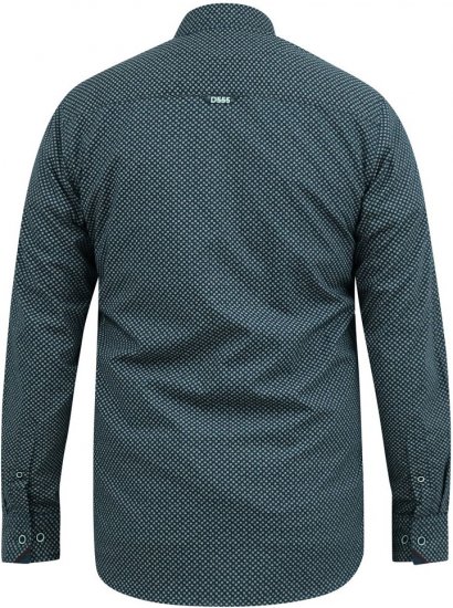 D555 MORGAN Micro AOP Long Sleeve Shirt With Concealed Button Down Collar Navy - Cămăși - Cămăși Bărbați Mărimi Mari