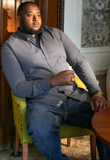 D555 MORGAN Micro AOP Long Sleeve Shirt With Concealed Button Down Collar Navy - Cămăși - Cămăși Bărbați Mărimi Mari