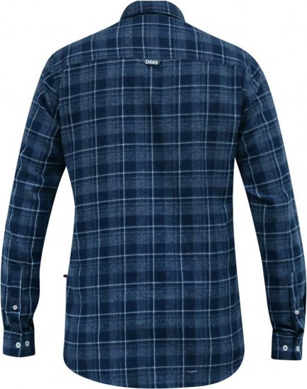D555 SONNY Navy Check Long Sleeve Shirt With Chest Patch Pocket & Button Down Collar Navy Check - Cămăși - Cămăși Bărbați Mărimi Mari