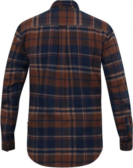 D555 SHERLOCK Check Overshirt With Two Patch Pockets & Button Down Collar Navy - Cămăși - Cămăși Bărbați Mărimi Mari