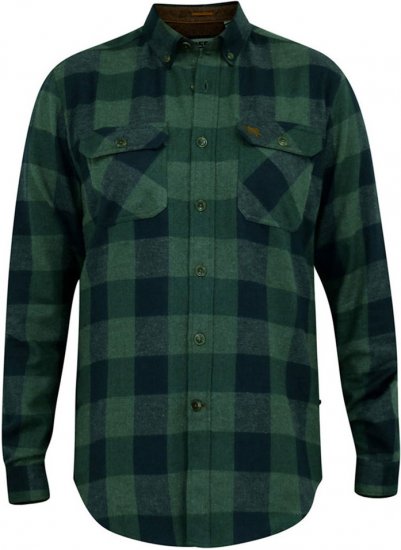 D555 GARFIELD Check Overshirt With Two Patch Pockets & Button Down Collar Navy - Cămăși - Cămăși Bărbați Mărimi Mari