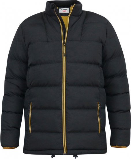 D555 CRISTIANO Puffer Jacket With Binding On Cuffs And Embroidery Badge On Sleeve Black - Geci - Geci Bărbați Mărimi Mari