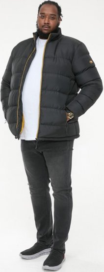 D555 CRISTIANO Puffer Jacket With Binding On Cuffs And Embroidery Badge On Sleeve Black - Geci - Geci Bărbați Mărimi Mari