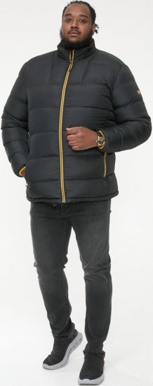 D555 CRISTIANO Puffer Jacket With Binding On Cuffs And Embroidery Badge On Sleeve Black - Geci - Geci Bărbați Mărimi Mari