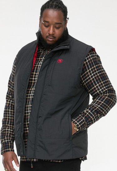 D555 FELIPE Zip Through Padded Gilet With Contrast Colour Lining And Rubber Badge Black - Geci - Geci Bărbați Mărimi Mari